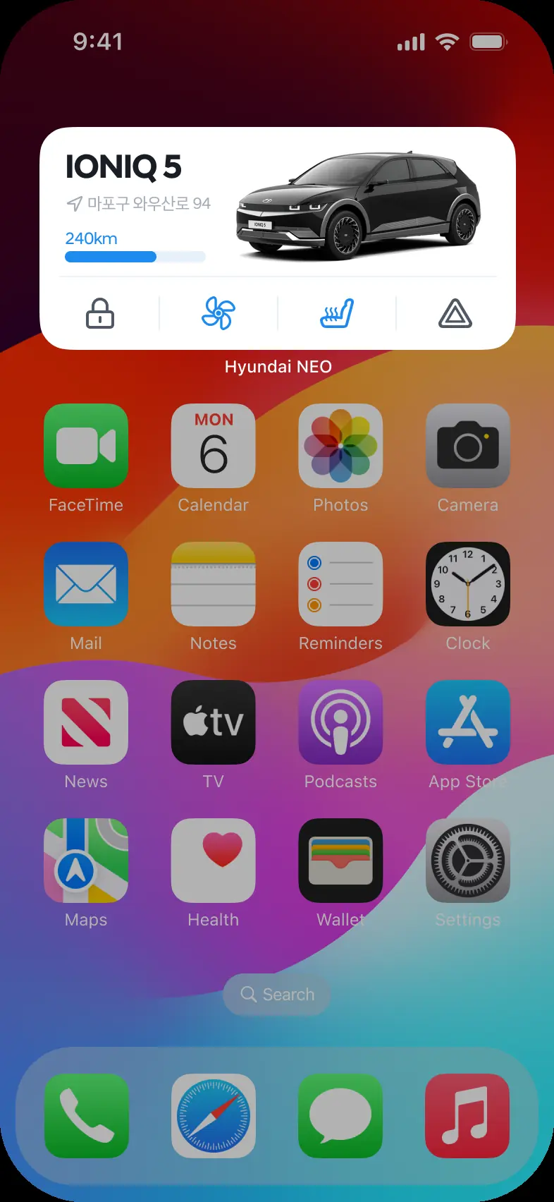 NEO widget on the iOS home screen