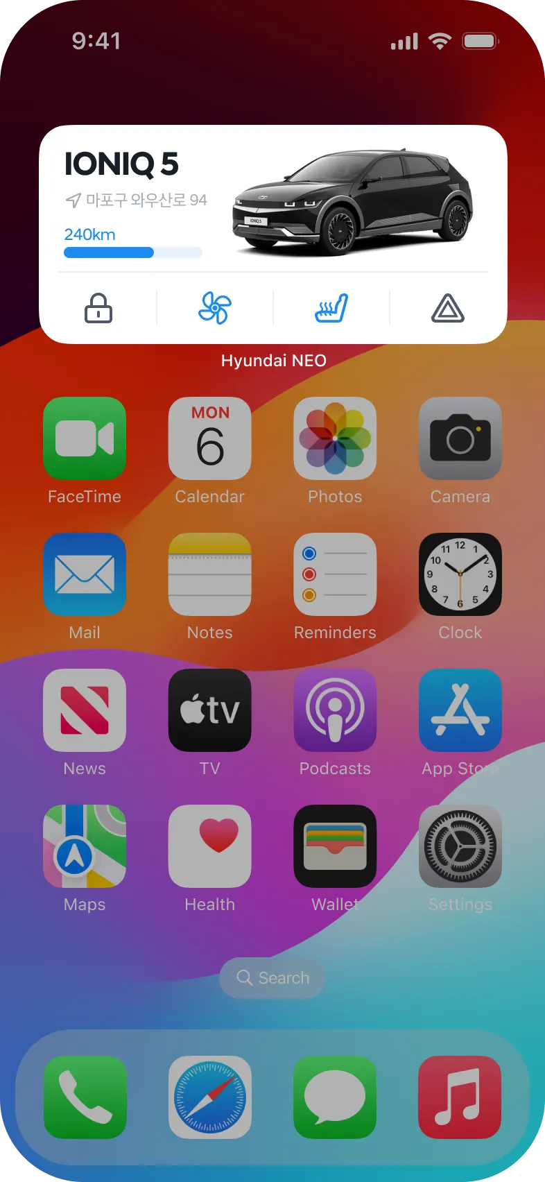 NEO widget on the iOS home screen