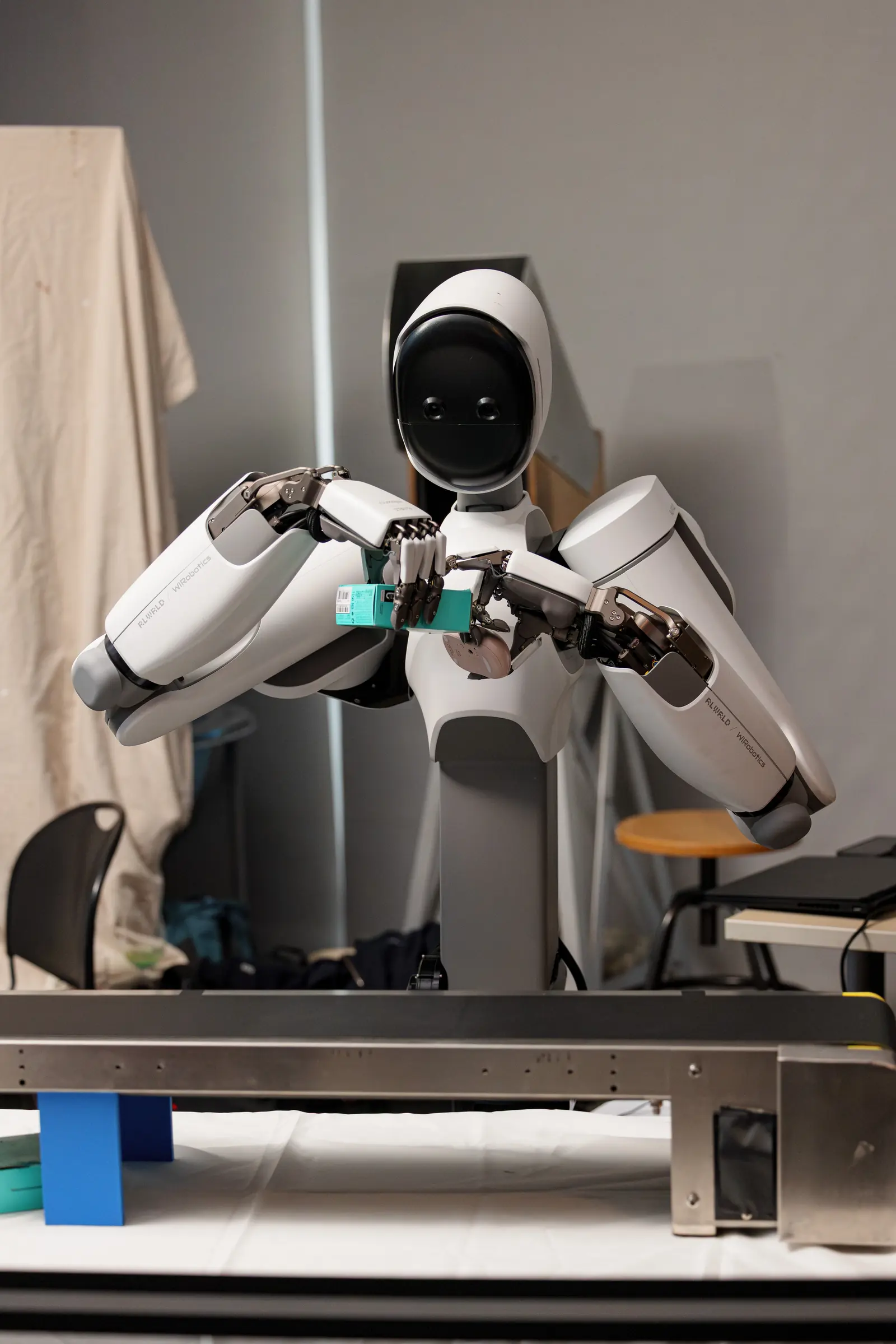 Humanoid robot portrait during setup