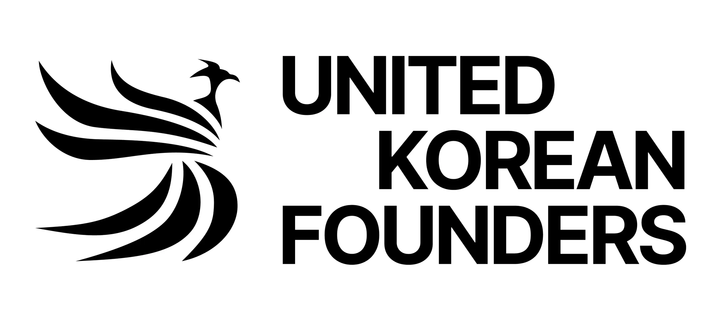 UKF phoenix symbol and wordmark lockup, black on white