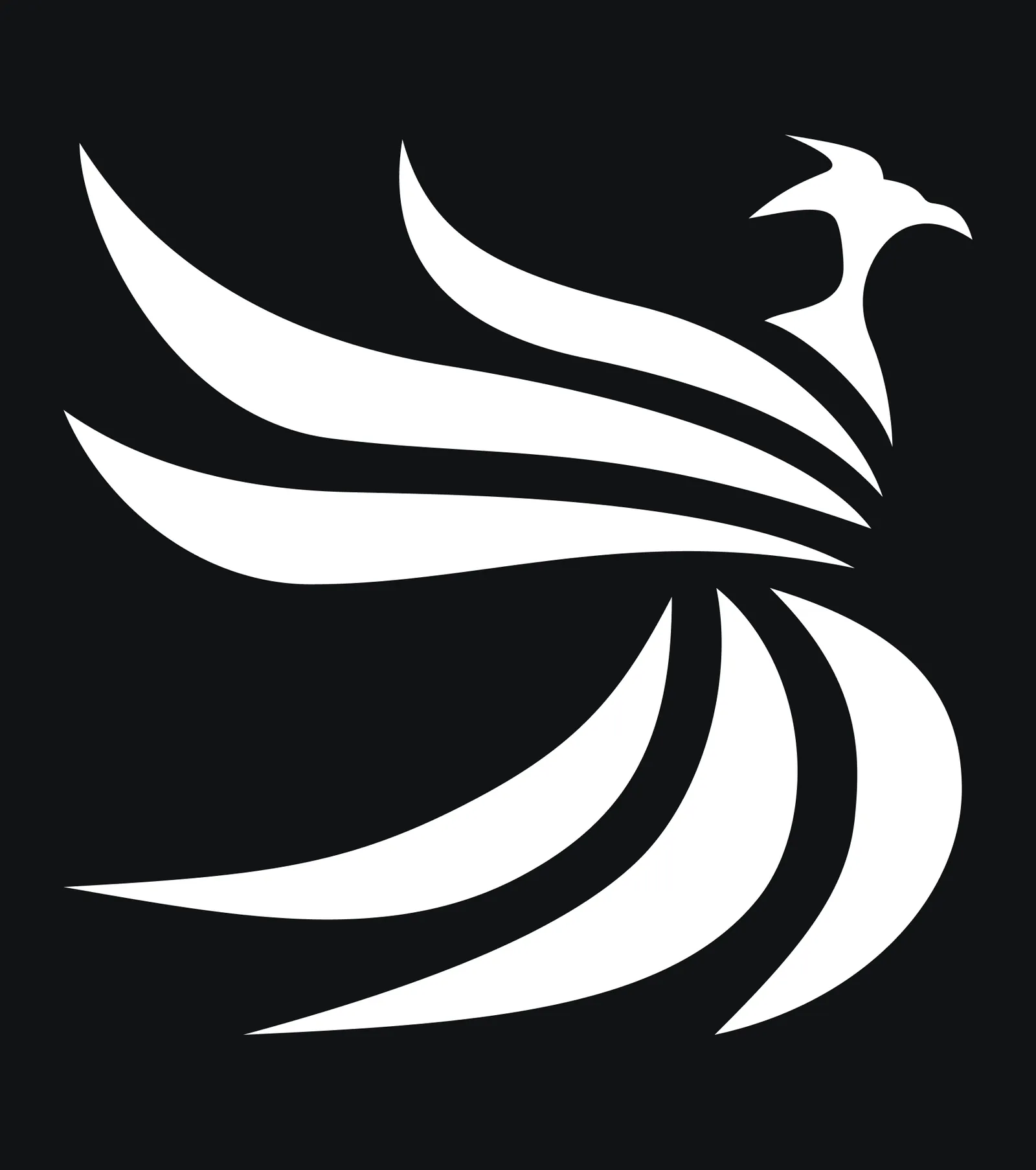 Phoenix tee back print artwork, white on dark