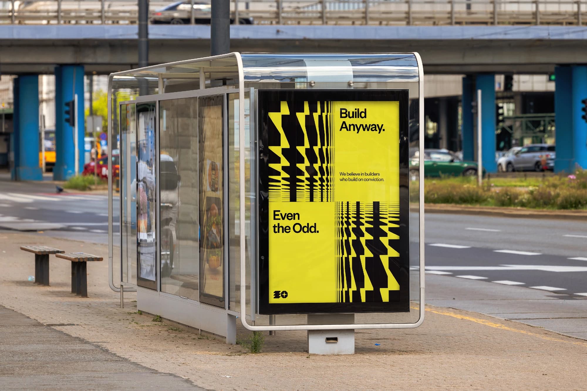 Working yellow EO brand application mockup