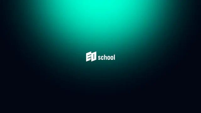Motion template: EO School outro logo on green gradient